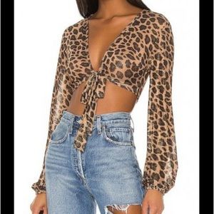 SUPERDOWN x Draya Michele Cheetah Print Crop Top Size M.